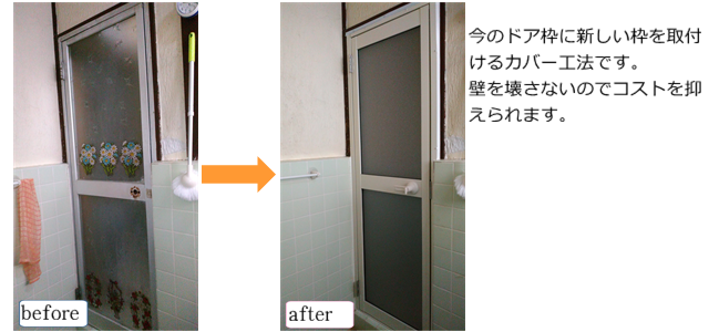 浴室ドア交換工事、イメージ