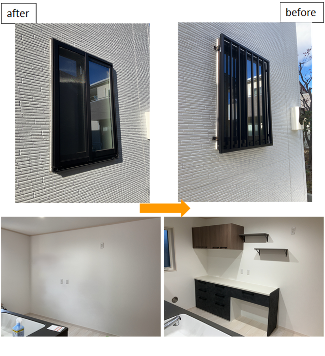 施工事例　面格子工事＋キッチン収納　前橋市　N様邸