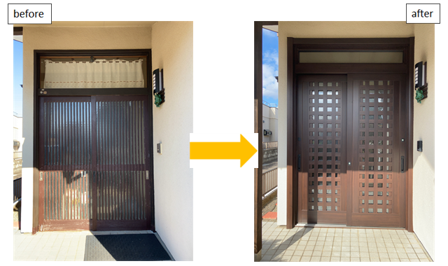 施工事例　リシェント玄関引戸　高崎市　Ｈ様邸